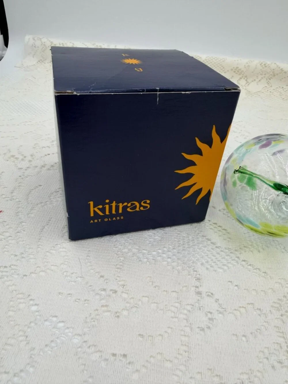Kitras Art Glass Hand-Blown May Birthstone Ornament Multicolor 2.5-Inch With Box